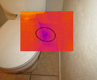 Toilet leak only visible with infrared thermography inspection photo of a toilet with a leak leak only visible with infrared thermography inspection