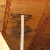 water stains at roof decking